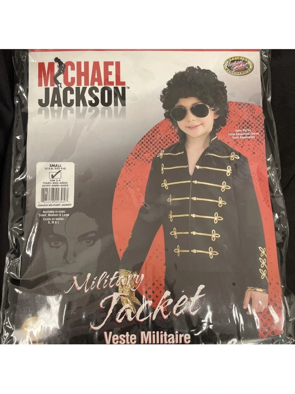 RUBIES Michael Jackson Military Style Costume Jacket – Child Small Age 4-5